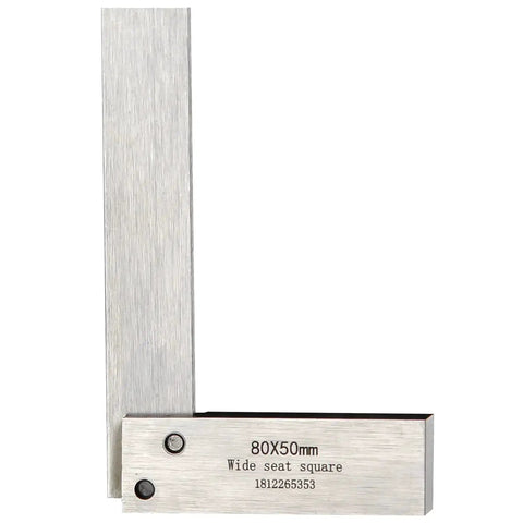 Pro Grade Machinist Square Set for Precision Layout and Machining, 80x50mm steel square with wide base and lapped blades
