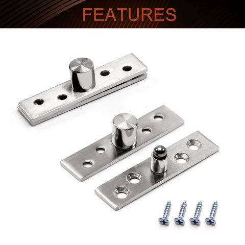 75mm 360 Degree Hidden Door Pivot Hinge Set In Stainless Steel For Doors Cabinets And Cupboards With Brushed Silver Finish