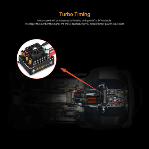 Smart App Controlled 1 To 10 Crawler ESC And Sensored Brushless Motor Combo for Off Road RC Trucks with highlighted motor.
