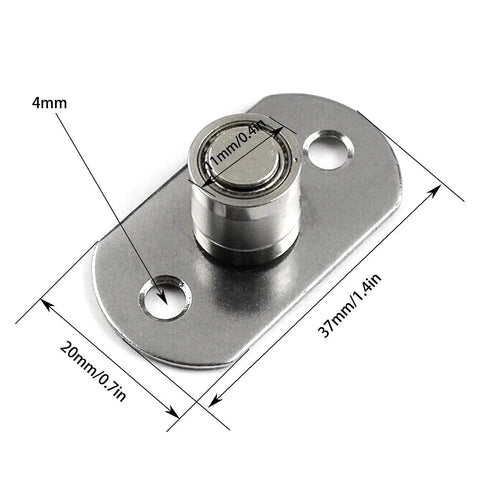 Close-up of 4 Piece Sliding Door Roller Guide Wheel Set With Stainless Steel Frame, 12mm Diameter By 15mm High Wheels, 38x20mm Base