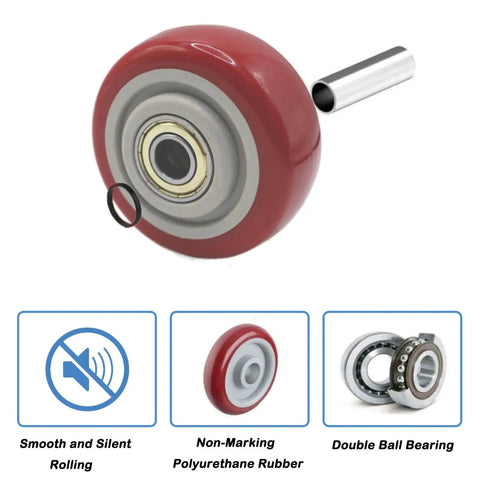 3.5 Inch PU Plate Caster Wheels Set For Push Carts And Platform Trucks, Heavy Duty 4 Pack With Bearings And Repair Kits