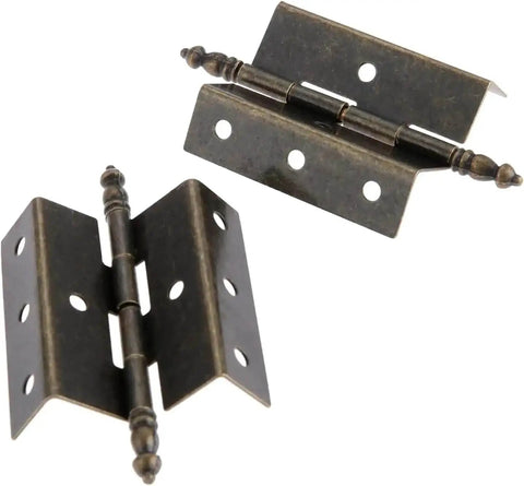 Two Pack Antique Bronze Cabinet Door Hinge Set Crown Style For Vintage Jewelry Boxes And Wooden Cabinets 55 By 51 Millimeter 8 Hole Mount Zinc Alloy Decor Furniture Fittings