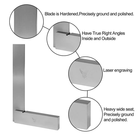 Machinist Square For Accurate Layout And Right Angles In Woodworking Pro Grade Precision Ground 90 Degree Square 4 X 3 Inch Hardened Tool Steel Blade With Tight Tolerance Ideal For Precision Measuring And Layout Work By PEC Tools with true right angles and laser engraving.
