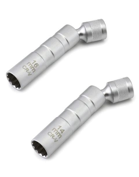 Magnetic Swivel Spark Plug Socket 14mm And 16mm Go To Thin Wall Three Eighths Inch Drive 12 Point Chrome Vanadium Steel set