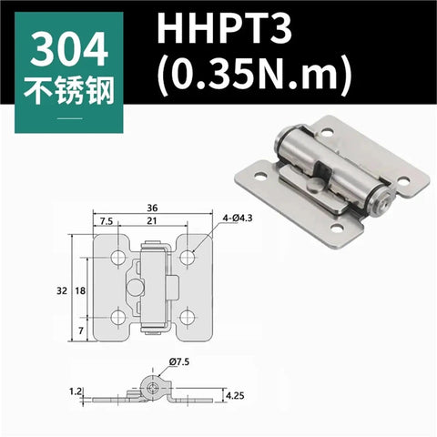 Front view of 304 stainless steel torque-damping concealed 90-degree cabinet hinge, soft-close, no-drill mounting, 2 pcs