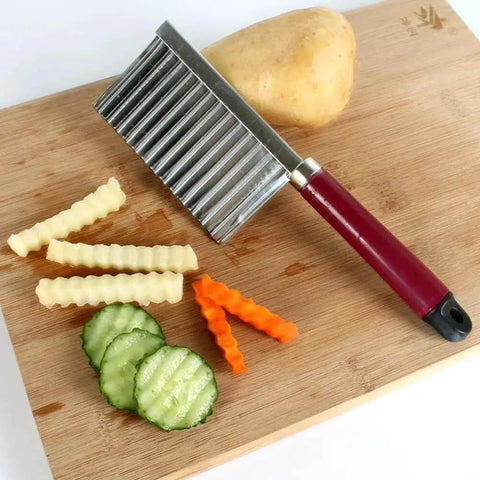 2 Pack Crinkle Cutter Wavy Potato Slicer Knife For French Fries And Veggies Easy Vegetable Cutter For Cucumber Carrot Garnishes