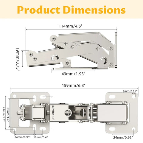 Product dimensions of 2 Pack 170 Degree Soft Close Cabinet Hinges For Corner Cabinets With Adjustable 130 To 170 Degrees