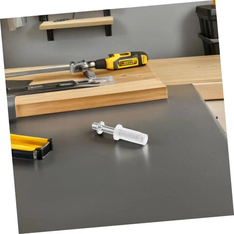 Close-up of 8 Piece Bifold Closet Door Hardware Set With Precision Pivot Hinges From Tofficu on a workshop table