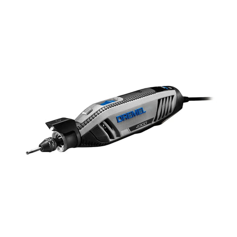 High Performance Rotary Tool Kit With LED Light And 5 Attachments 40 Accessories For Grinding Cutting Wood Carving Sanding And Engraving 4300 5 40 Dremel Big Time Power With Speed Up To 35000 RPM Includes Case - front view of handheld tool.