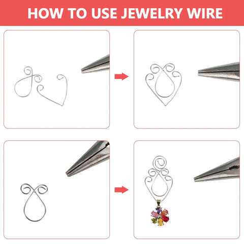 Step-by-step guide showing how to use 20 Gauge 0.8mm 304 Stainless Steel Wire for jewelry making and crafting.