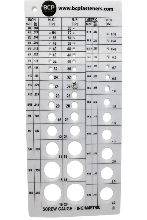 Easy Read Screw Thread Gauge Metric And Sae, Quick Size Finder That Recommends Drill Bit And Tap Size For Screws, durable plastic