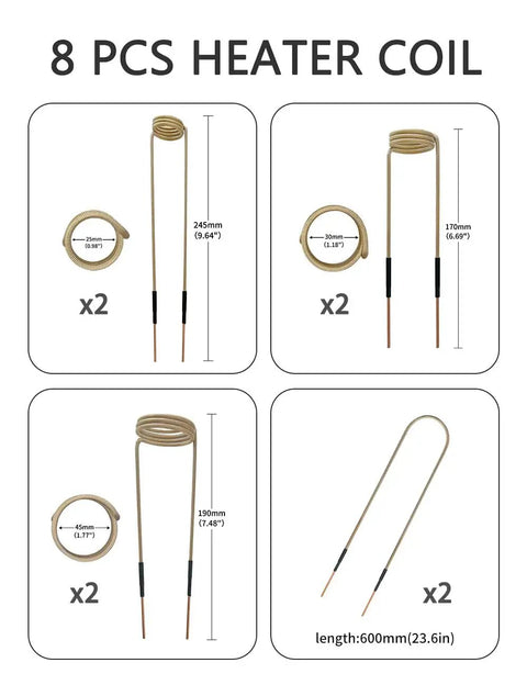 Image showing 8 induction coils for Powerful Magnetic Induction Bolt Heater For Rusted Screws And Nuts 1200W 110V Fast Heat Tool