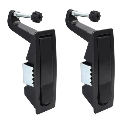 2 Pack Zinc Alloy Compression Latch Lock With Raised Trigger Keyless Operation, side view showing black latch design and bolts