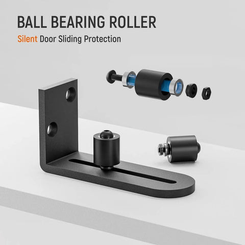 Sliding Barn Door Bottom Floor Guide Wall Mounted Roller Guides with Ball Bearings Adjustable Stay Roller Black Made From Solid Carbon Steel for Anti Rust Longevity Fits Door Thickness Up To 3 Inches Smooth Quiet Operation