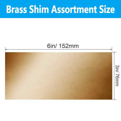Brass Shim Stock Assortment 6 Inch By 3 Inch Sheet With Six Thicknesses 0.002 0.004 0.006 0.008 0.012 0.016 For DIY Projects