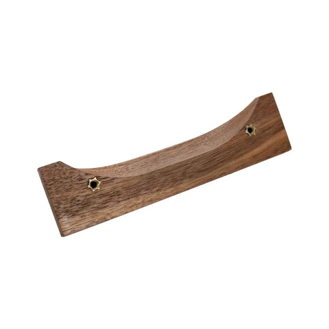 Walnut Wood Finger Pull Handles For Drawers 3.8 Inch Hole Distance Solid Drawer Pulls Set Of 4 with smooth finish shown at angle
