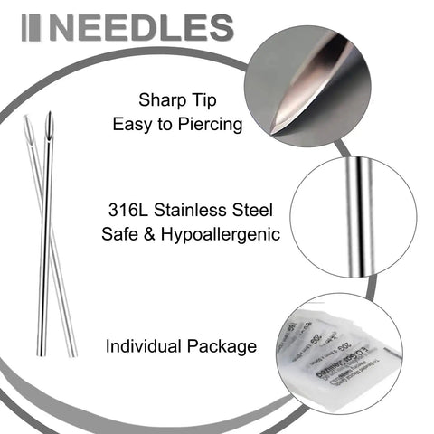 Beginner Friendly Belly Button Piercing Kit 16Pcs Set With Navel Rings Pliers Disposable 12G And 14G Stainless Steel Needles