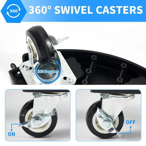 Close-up of 360-degree swivel caster wheels with lockable brakes on Heavy Duty Plant Caddy With Wheels For Indoor Outdoor Use