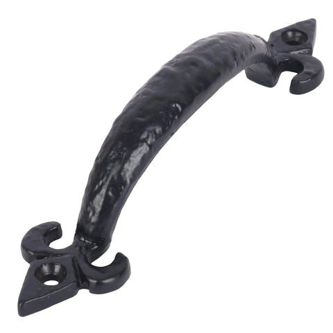 Trishul Iron Pull Handles 6 Inch for Kitchen Cabinets Drawers Gates Barn Doors Pack of 2 Antique Black Powder Coated Finish