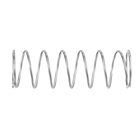 Beefy Stainless Steel Heavy Duty Compression Spring 304, 18mm Outer Diameter, 1mm Wire, 50mm Free Length, silver tone side view