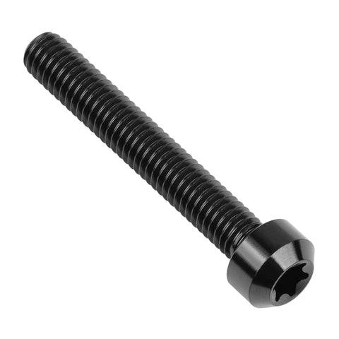 Side view of a single black Titanium Torx Square Head M6x40mm Bolt for Bicycle Motorcycle Car Fit with T30 Torx Hex 5mm.