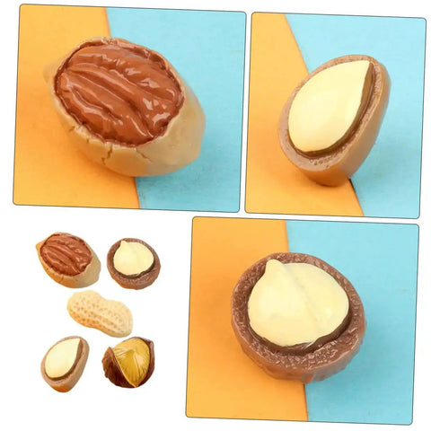 20 Pcs Resin Mini Food Toys Nuts Set For Dollhouse DIY Crafts showing realistic peanut and nut miniatures in assorted colors.