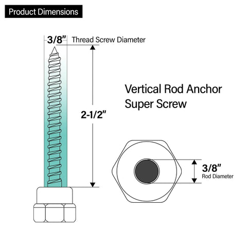Easy Install Wood Anchor For Vertical Threaded Rods No Pre Drilling Needed Zinc Plated Steel Three Eighths Inch By Two And A Half Inch Screw Length Pack Of One Hundred Saves Time And Cuts Fastener Failures.