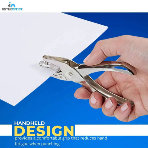Two Pack Handy Single Hole Puncher For Paper One Quarter Inch Hole Size Durable Metal Construction Handheld Punch Tool With Easy Grip Silver Finish Budget Friendly Office Desk Essential in use