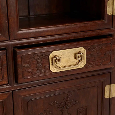 Vintage Brass Drawer Pulls Handles Set For Cabinets Dressers Nightstands And Closets installed on wooden cabinet