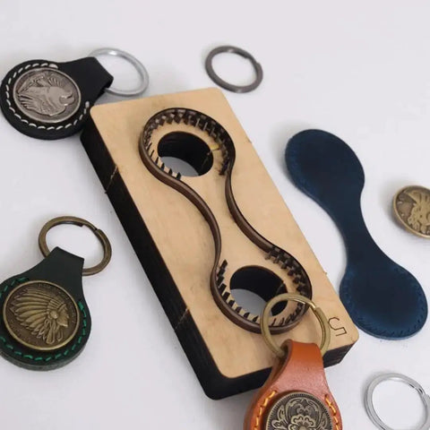 Teardrop Cutting Mold Set For DIY Leather Crafting Tools Including Pro Grade Wooden Steel Rule Punch Water Drop Stencil