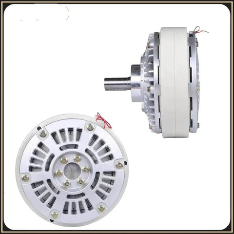 Pro Grade 1000RPM Hollow Shaft Magnetic Powder Brake Kit, 24V Tension Controller For Printing And Dyeing Machines, Precise Torque Range 6-100Nm (0.6-10kg), Easy Install, Model Hollow-KDT-B-1000 Ready To Run, front and side view.