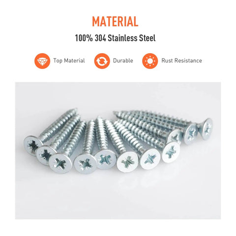 Self Tapping Screws Assortment Kit 550 Pieces M3 Through M6 304 Stainless Steel For Metal Wood And Plastic