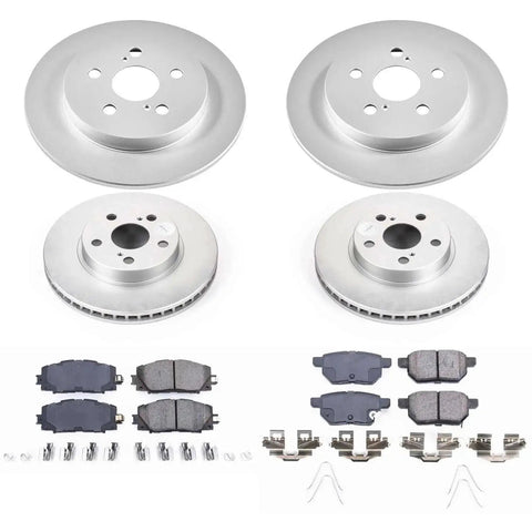 PowerStop front and rear brake kit for Lexus CT200h/Prius; four silver rotors with Z17 ceramic pads and hardware