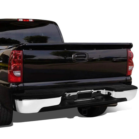 Rear Step Bumper With License Plate Lights For Silverado Sierra 99-06 1500 installed on black pickup truck