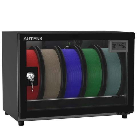 25L Filament Dehumidifier Storage Cabinet For 5 Rolls With Magnetic Seal, 25% RH Humidity Control, Transparent Glass And Aluminum Build