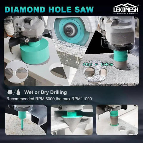 Tile Hole Saw Kit For Porcelain And Ceramic Tiles With Diamond Bits Pro Grade 13 Piece Set Includes Diamond Core Bits