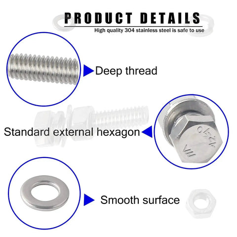 Close-up of All Purpose Metric Stainless Steel Fastener Kit With 520 Pieces M3 To M6 Screws Nuts Washers And Spacers In Durable Box