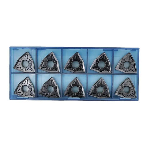 Beefy CNC Carbide Turning Insert WNMG432 WNMG080408TM for Metal Cutting Steel, cast iron, exotic alloys in blue tray, pack of 10.