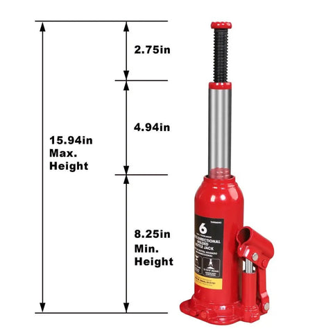 Horizontal And Vertical 6 Ton Hydraulic Bottle Jack For Cars Dual Purpose Welded Car Jack With 12000 Lbs Lift Capacity Red Finish