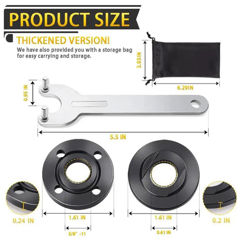 Pro Grade 7 Piece Angle Grinder Nut And Flange Wrench Kit With Storage Bag For Four Point Five Inch And Five Inch Grinders