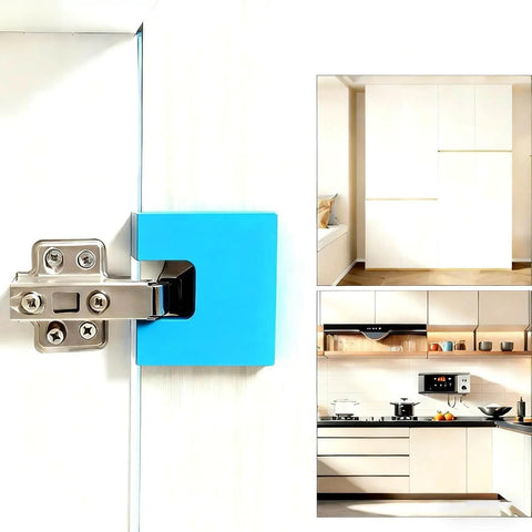 Door Hinge Jig Kit For Quick Install With Magnetic Locking No Drilling Required And Precise 2mm Groove shown on cabinet