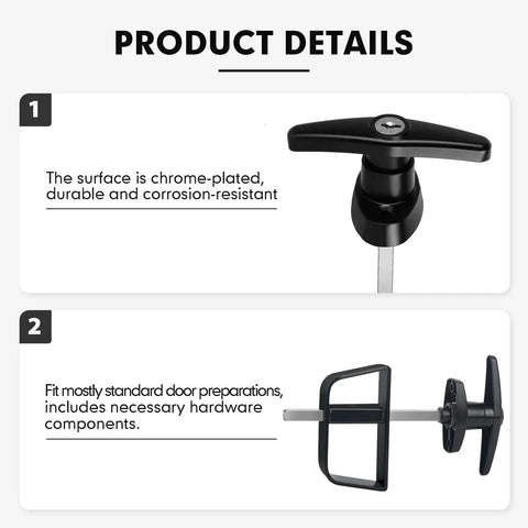 T Handle Shed Door Lock Kit With 5 Keys, Adjustable 5.5 Inch Stem, Beefy Industrial Grade Steel Construction, Rustproof Powder Coat
