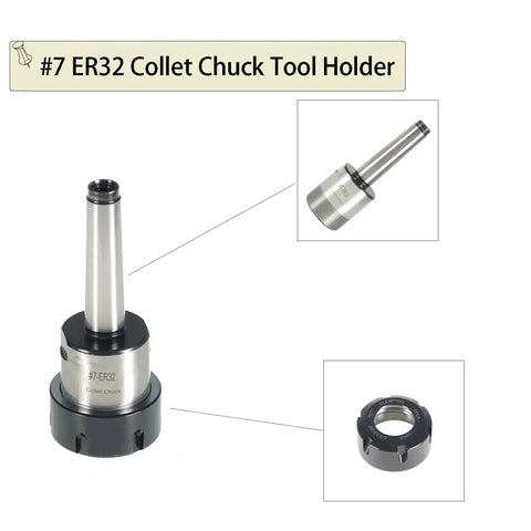 7 Piece ER32 Collet Chuck Tool Holder Set For CNC Milling Lathe And Engraving Machines, showing tool holder and components