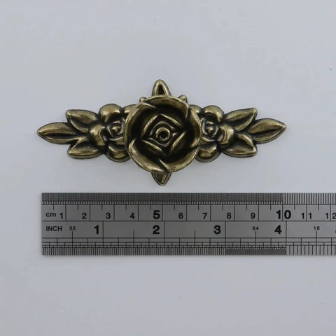 Floral Ivory Decorative Cabinet Knobs Set of 4 With Backplates for Dresser Vanity Nightstand Wardrobe Zinc Alloy Flower in Golden Yellow Finish