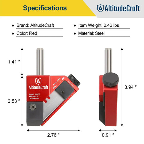 Pro Grade Precision Drag Knife Three Eighths Inch Shaft For CNC Router With Adjustable Depth And Dual Bearings, side view