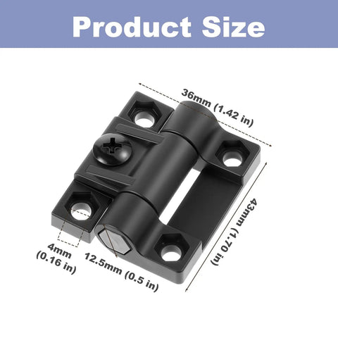 10 Piece Adjustable Torque Door Hinges Set Black Plastic Position Control Hinges 43mm By 36mm With 4 Countersunk Holes