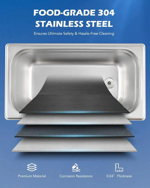 Top view of food-grade 304 stainless steel tank for 6L Ultrasonic Cleaner With Degas, Heater And Digital Control, 180W Power.