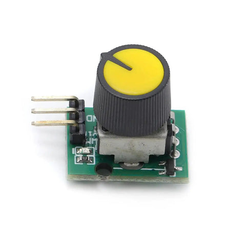 Close-up of a PWM Servo and ESC Tester Kit component for FPV RC Planes and Cars, featuring a rotary knob and circuit board, part of a 5 pack