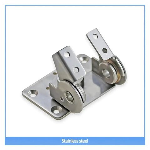 Front view of a 304 stainless steel adjustable torque hinge with dual axes mounted on a base plate