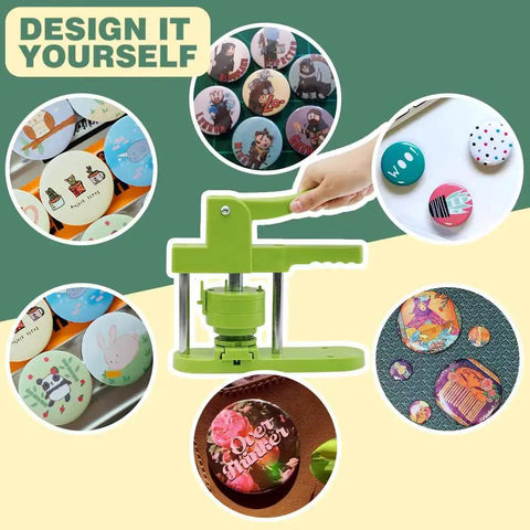 All In One Button Maker Kit With Interchangeable 32mm And 58mm Dies, Pin Badge Maker Machine, includes 200 button supplies